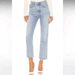 Agolde Pinch Waist High Rise Kick Jeans in the color riptide